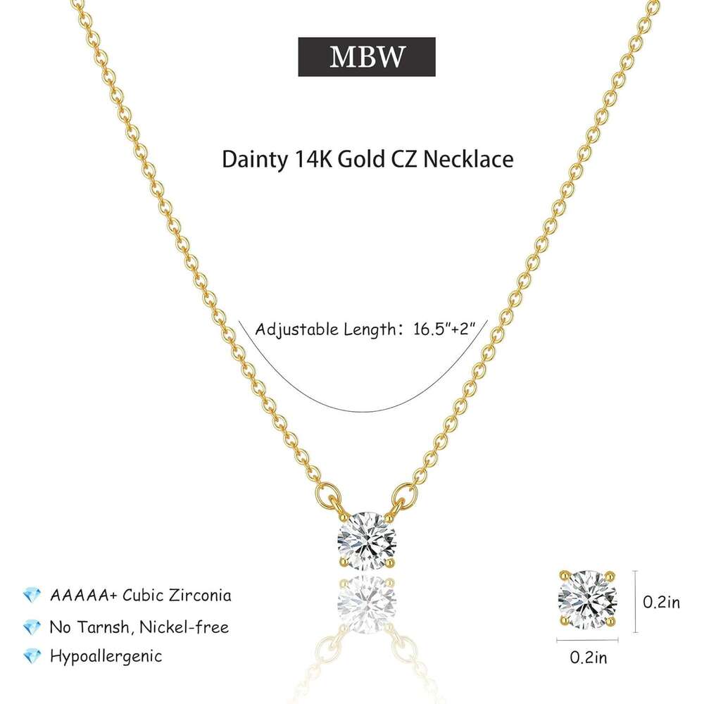 Ladies' exquisite 14k gold-plated/sier plated pendant fashionable and simple small sier cubic zirconia round single piece necklace, ladies' 