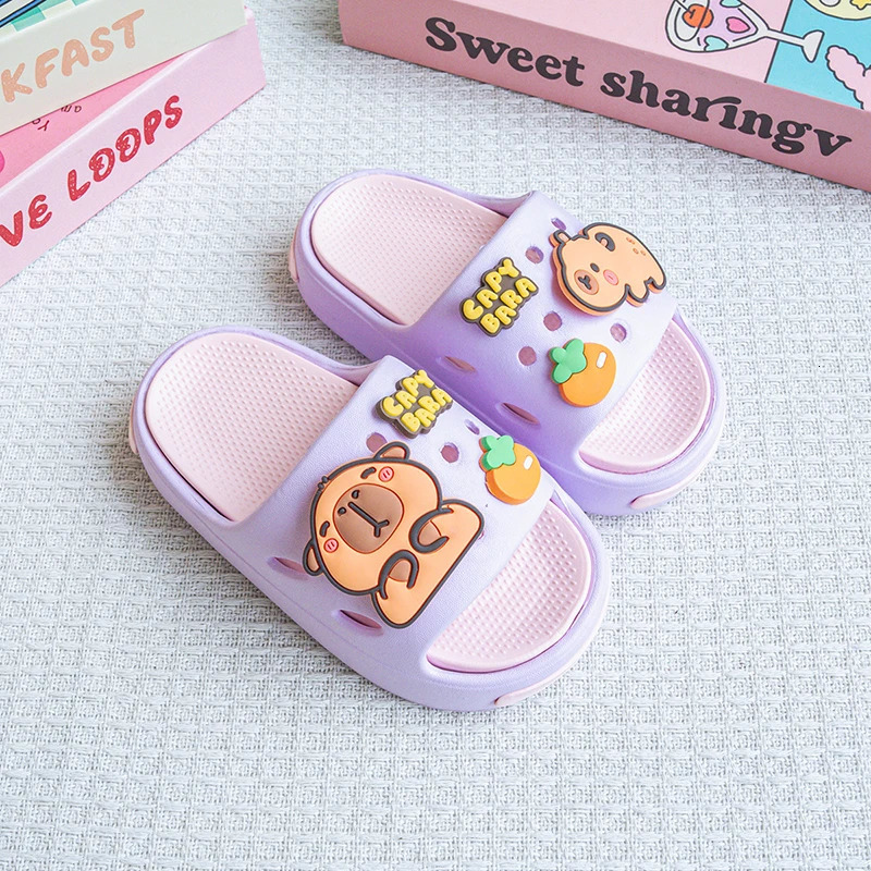 Cartoon Orange Kapibara Versatile Girls Eva Slippers Fashionable Double Soft-Soled Non-Slip Sandals 831 250522