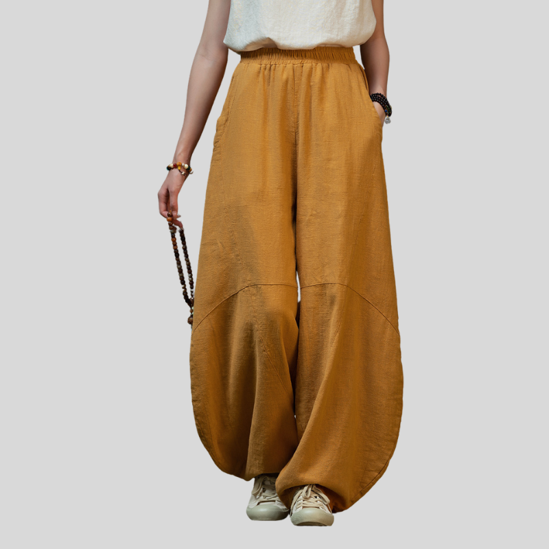 New best-selling high-quality ramie sand fried old loose casual pants women's bloomers literary retro cotton and linen meditation tai chi pants