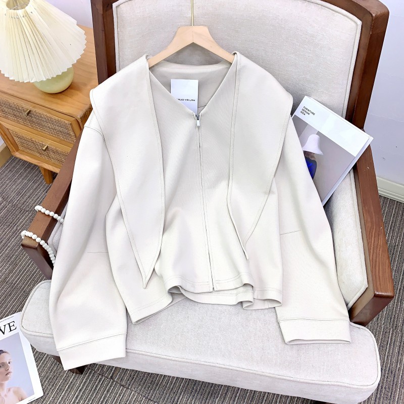 BDJ1409 Double-layer woven natural long-staple cotton 2025 spring hooded sweatshirt for women loose and versatile
