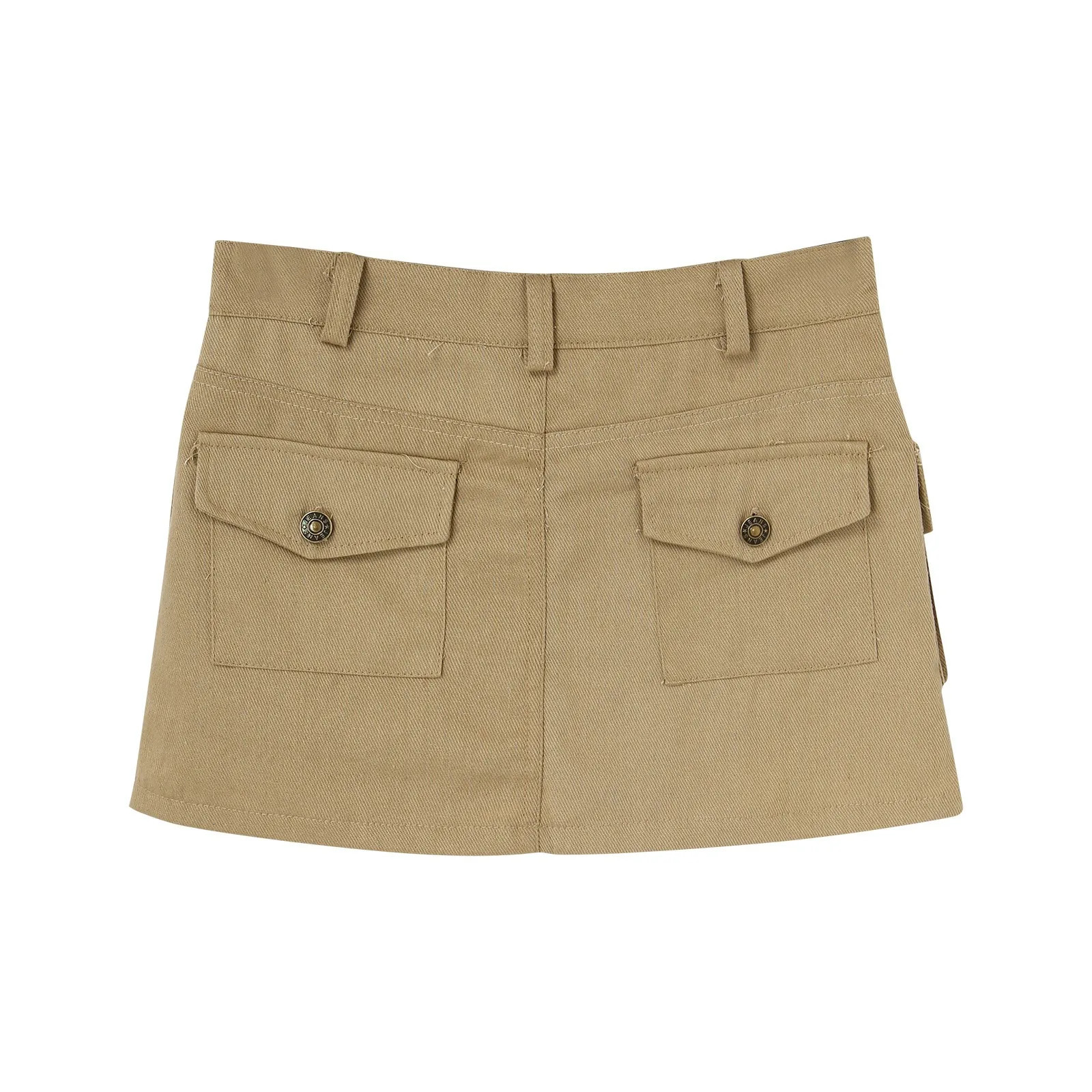 Korean Y2k Women Fashion Street Flap Pocket Cargo Skirt Sexy Girl Solid Metal Buckle Short 2024 Streetwear 250516Z