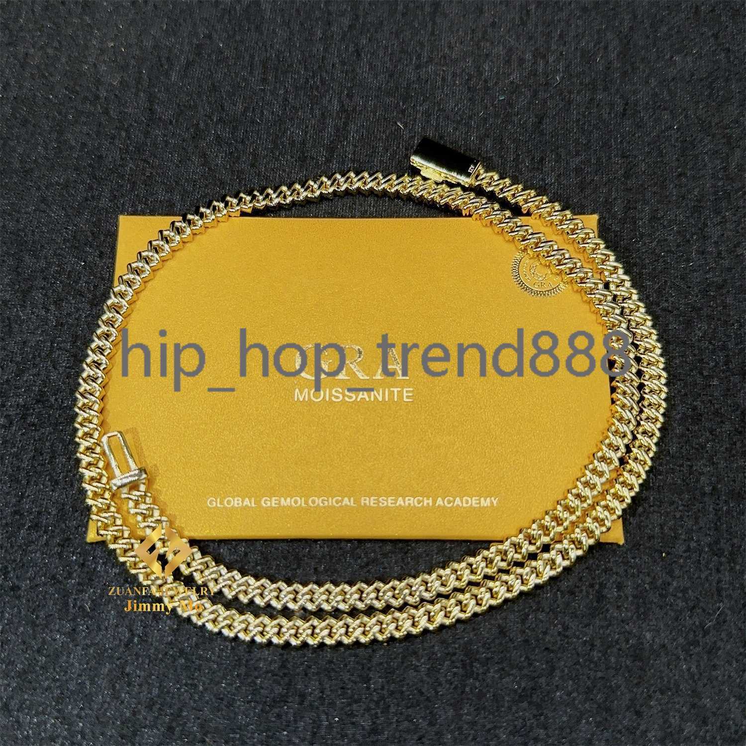 925 Silver Necklace Men's Cuban Chain Jewelry Moissanite Gra Certificate Passed Diamond Tester