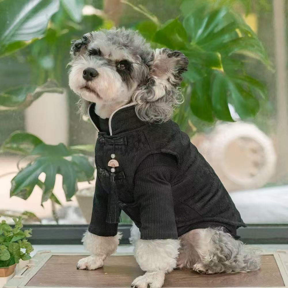 T00296 Chinese style dog clothes pet Tang suit vest autumn and winter comfortable anti-hair loss small dog Schnauzer cat clothes
