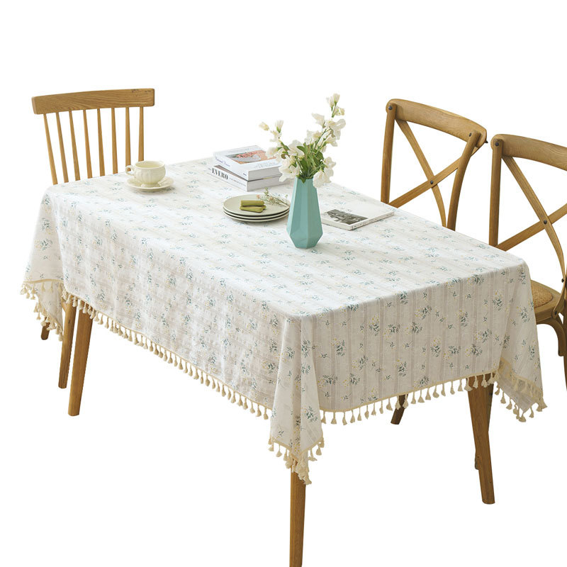 B378 Small Fresh Cotton and Linen Tablecloth Small Daisy Pastoral Student Dormitory White Dust-proof Non-slip Decorative Cloth Coffee Table Cover