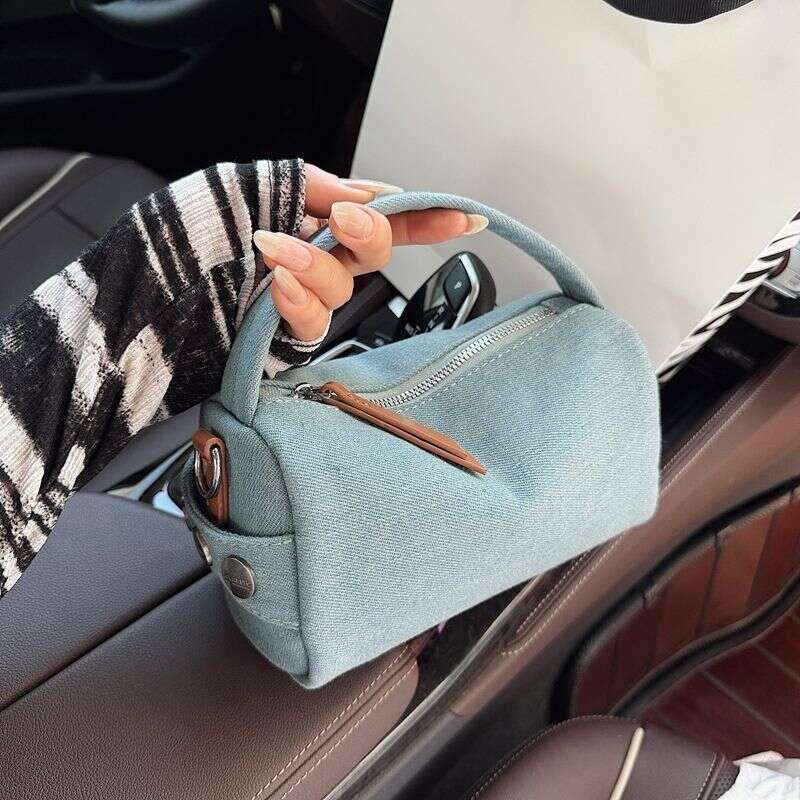 Niche Design Boston Denim Canvas for Women 2025 New Fashion Single Shoulder Crossbody Pillow Bag