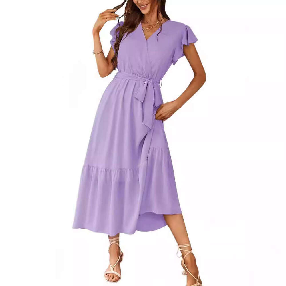 Maxi Dress New Women S Mid Length Summer Short Sleeved Printed Dress Floral Dress