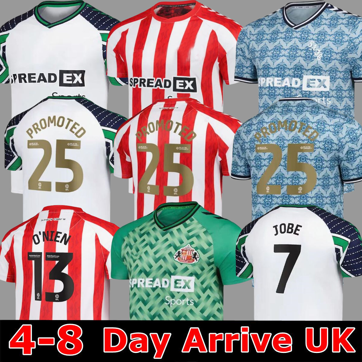 24 25 SUNDERLAND Home Soccer Jerseys STEWART SIMMS ROBERTS AMAD CLARKE DAJAKU EMBLETON EVANS O'NIEN Football Shirt PRITCHARD Mens Kids Kit