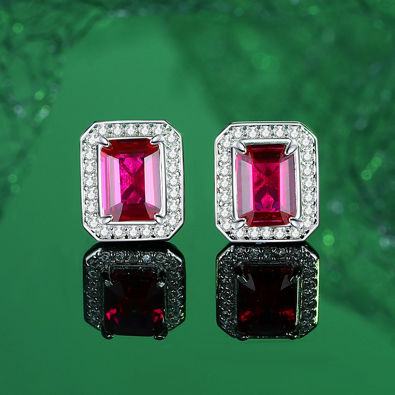 Exquisite Fashion Accessory Trio Featuring Rich Scarlet Synthetic Rubies Embedded into Durable Stainless Steel Base Ideal Giftset for Modern Female Co