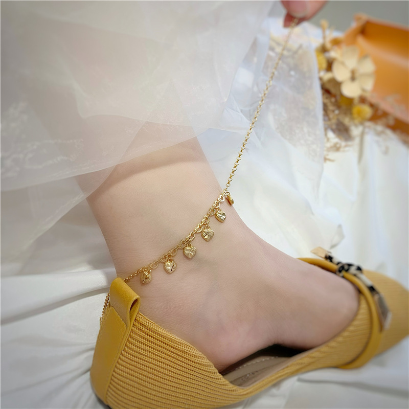 gold-plated womens with adjustable zirconia designer heart-shaped tennis chain beach pendant ankle bracelet fashion jewelry W241217
