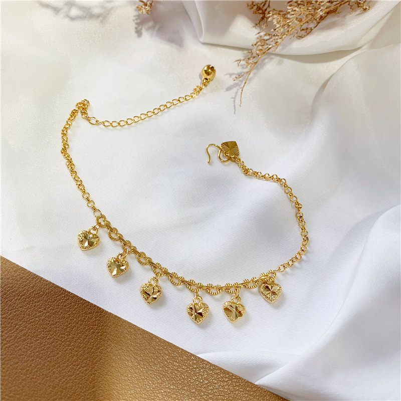 gold-plated womens with adjustable zirconia designer heart-shaped tennis chain beach pendant ankle bracelet fashion jewelry W241217
