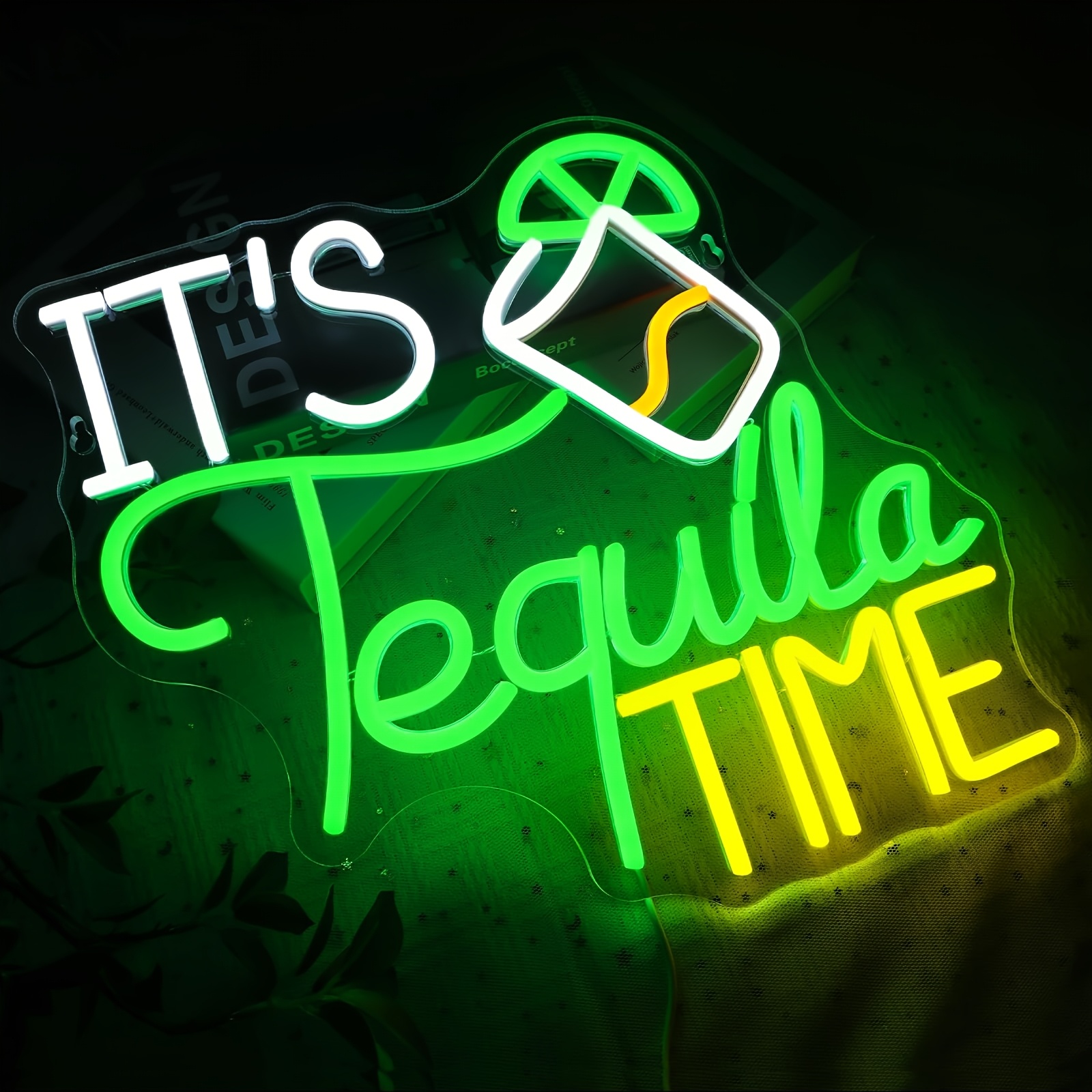 It Is Tequila Time Neon Sign for Wall Decor, Tequila Led Signs, USB Dimmable Neon Lights for Beer Bar Kitchen Restaurant Home Pub Party Man Cave Club 