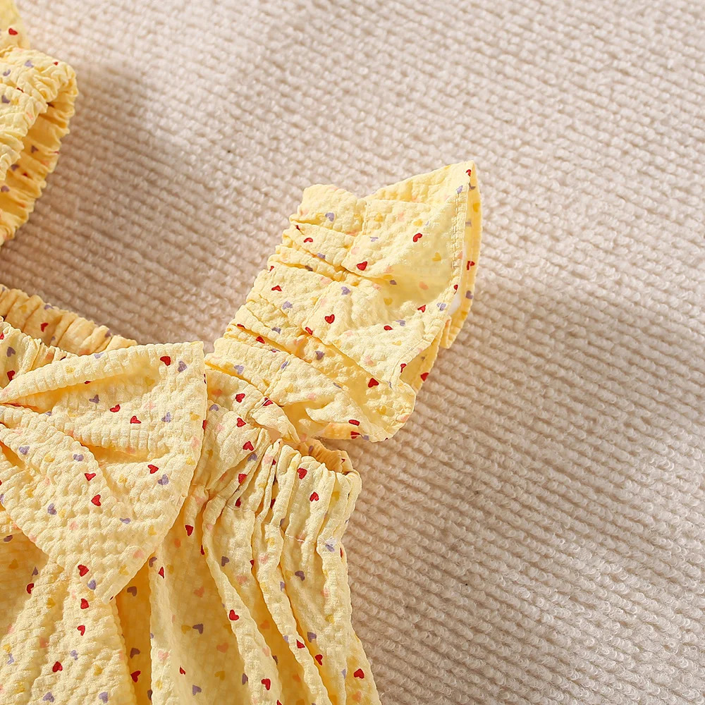 Summer TwoPiece Set For Baby Girls With Halter Bow Small Flying Sleeve Love Polka Dot Printed Pleated Shorts Light Casual S 250517z