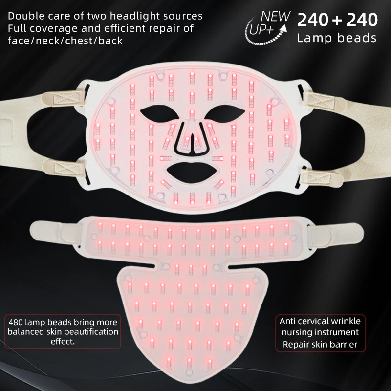 4 Colors LED Light Face Neck Mask Facial Skin Care Device 630nm 850nm Infrared Red Light Mask Skin Rejuvenation 250522