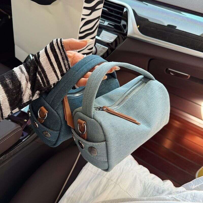 Niche Design Boston Denim Canvas for Women 2025 New Fashion Single Shoulder Crossbody Pillow Bag