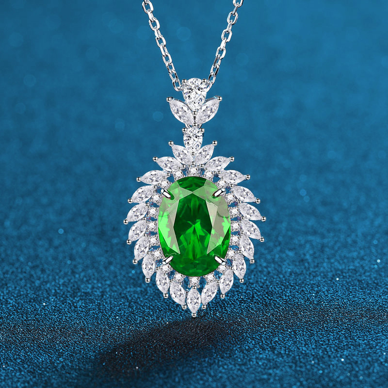 925 Sterling Silver Necklace with Multi-Color Gemstone Pendant in Red, Purple, Blue, and Green, Elegant and Noble Design for Women