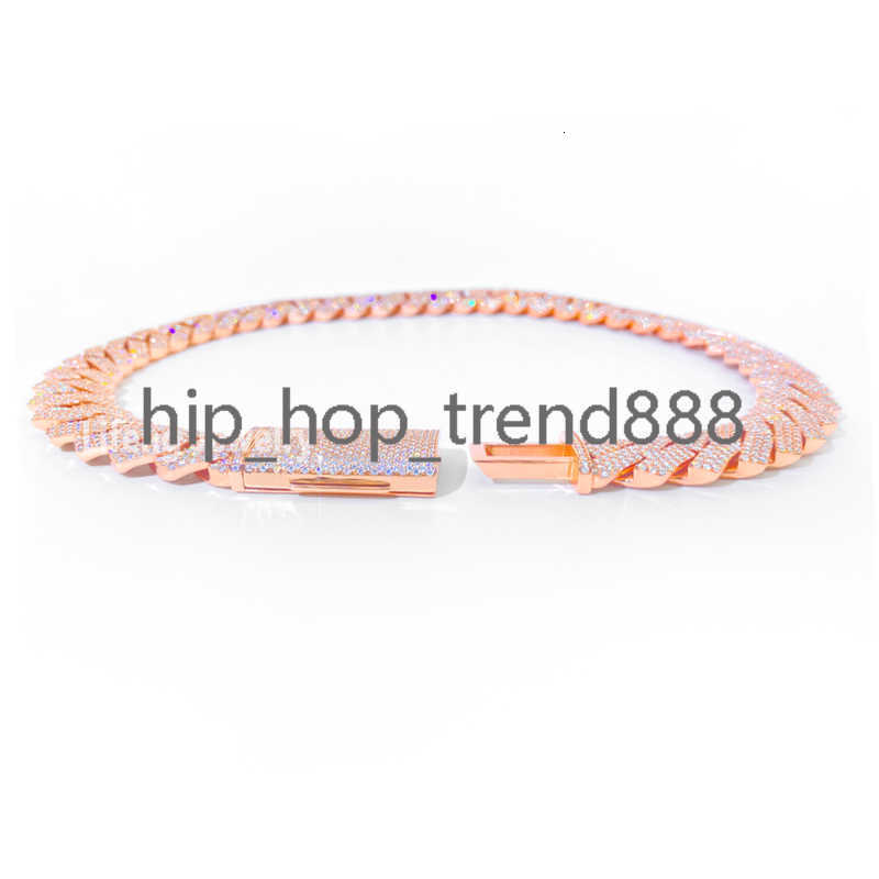 925 Silver VVS Moissanite Jewelry Rose Gold Plated Cuban Chain Hip Hop Necklace for Men and Women