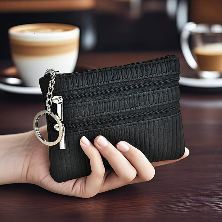 Fashion Zipper Short Women s Wallet Gift Mini fashion Stripe Coin Wallet Multi functional Keychain Small Keybag fashion Designer Men s Keybag Women s 
