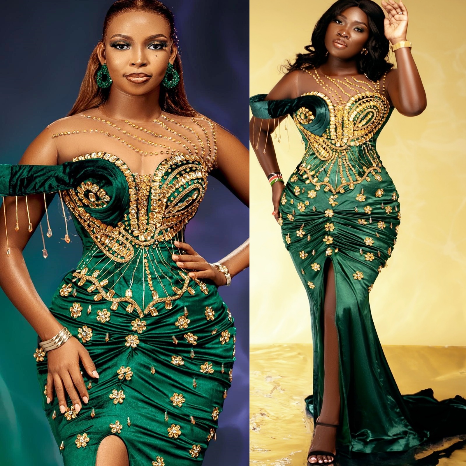 Dark Green Mermaid Prom Dresses 2025 Crystals Satin High Split Evening Formal Party Second Birthday Engagement Gowns Plus Size Dress For Special Occas