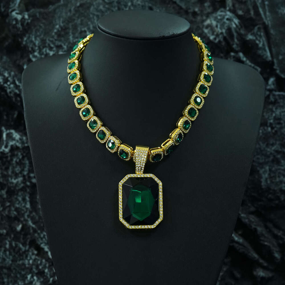 Hot selling color alloy pendant paired with colorful Cuban necklace hip hop cool necklace
