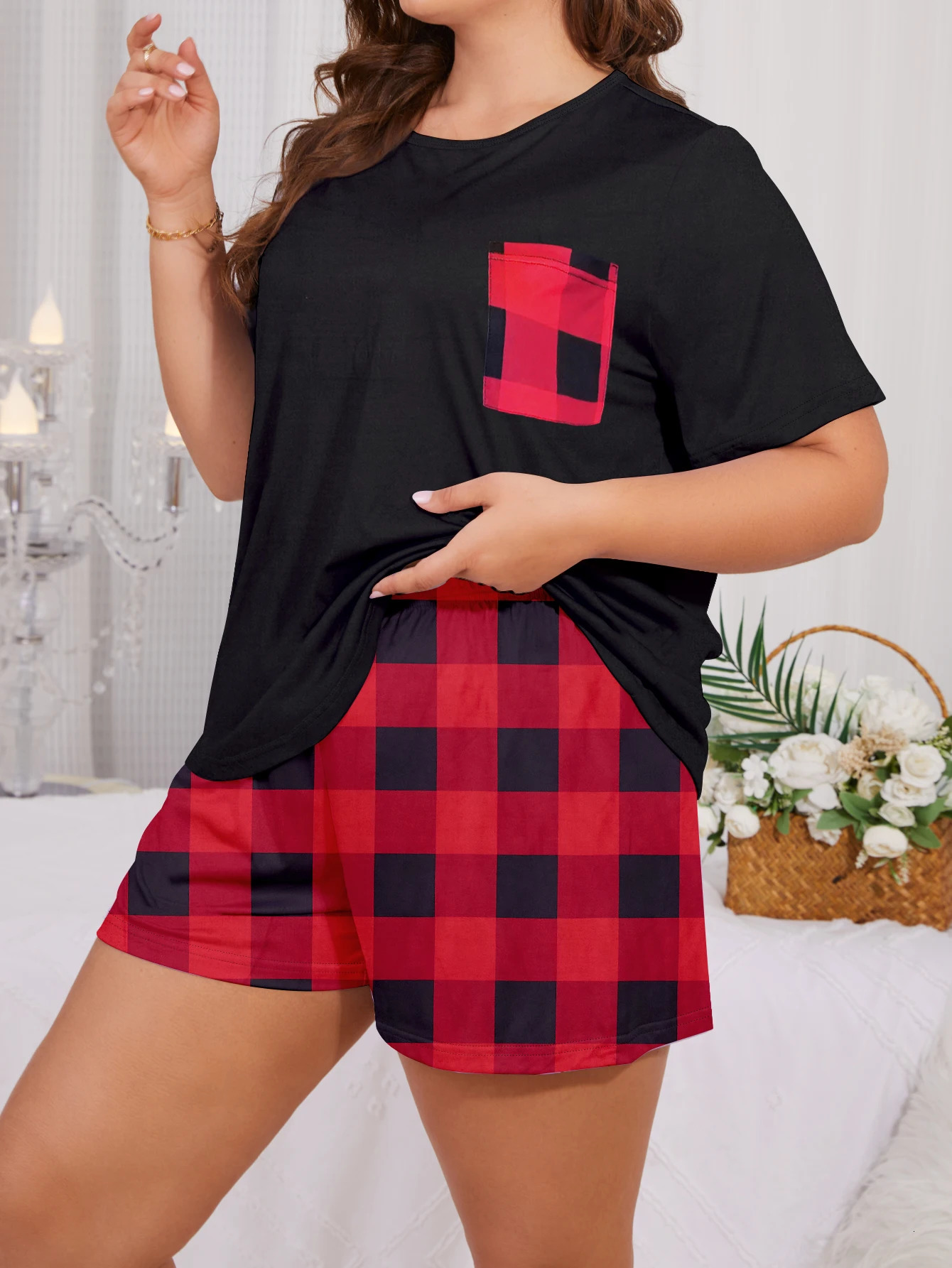 Plus size pajama set short sleeved shorts home clothing milk silk 2024 250513Z