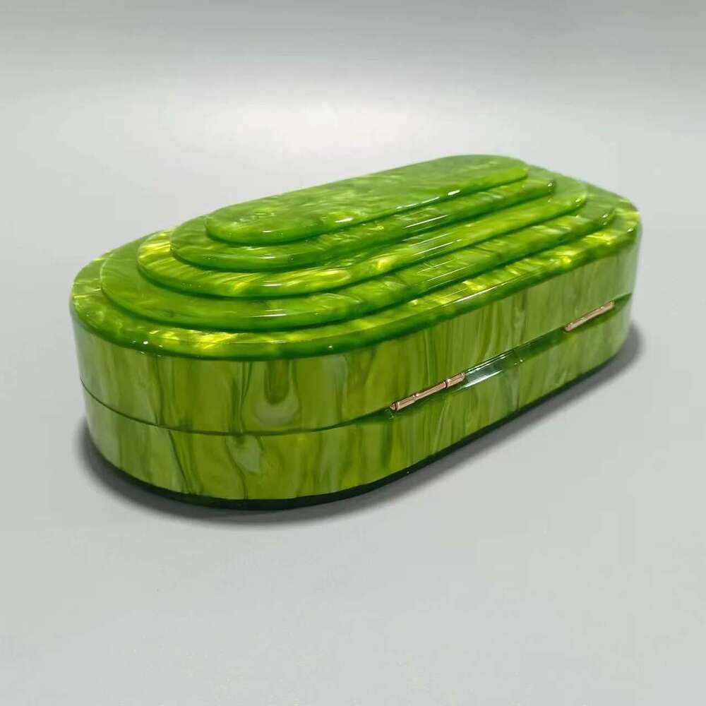 Fashion Acrylic Egg Shape Clutch Bag Women Designer Evening Party Cute Box Purse New Pearl Green Handbag