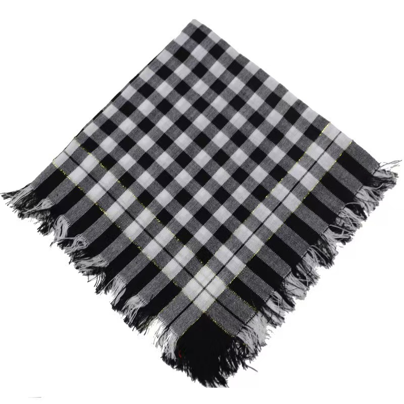 T797 old people knitted square scarf headband plaid old-fashioned scarf warm