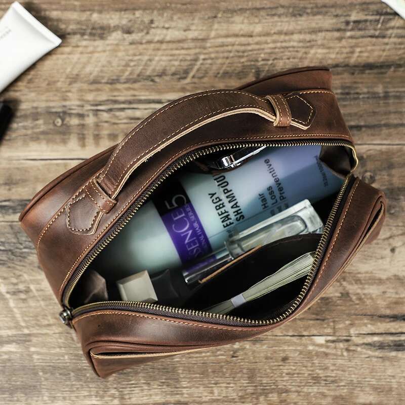 Designer Bag CONTACT S Genuine Leather Cosmetic For Men Travel Portable Toiletries Large Storage Bag Man Makeup Organizer Wash Pouch