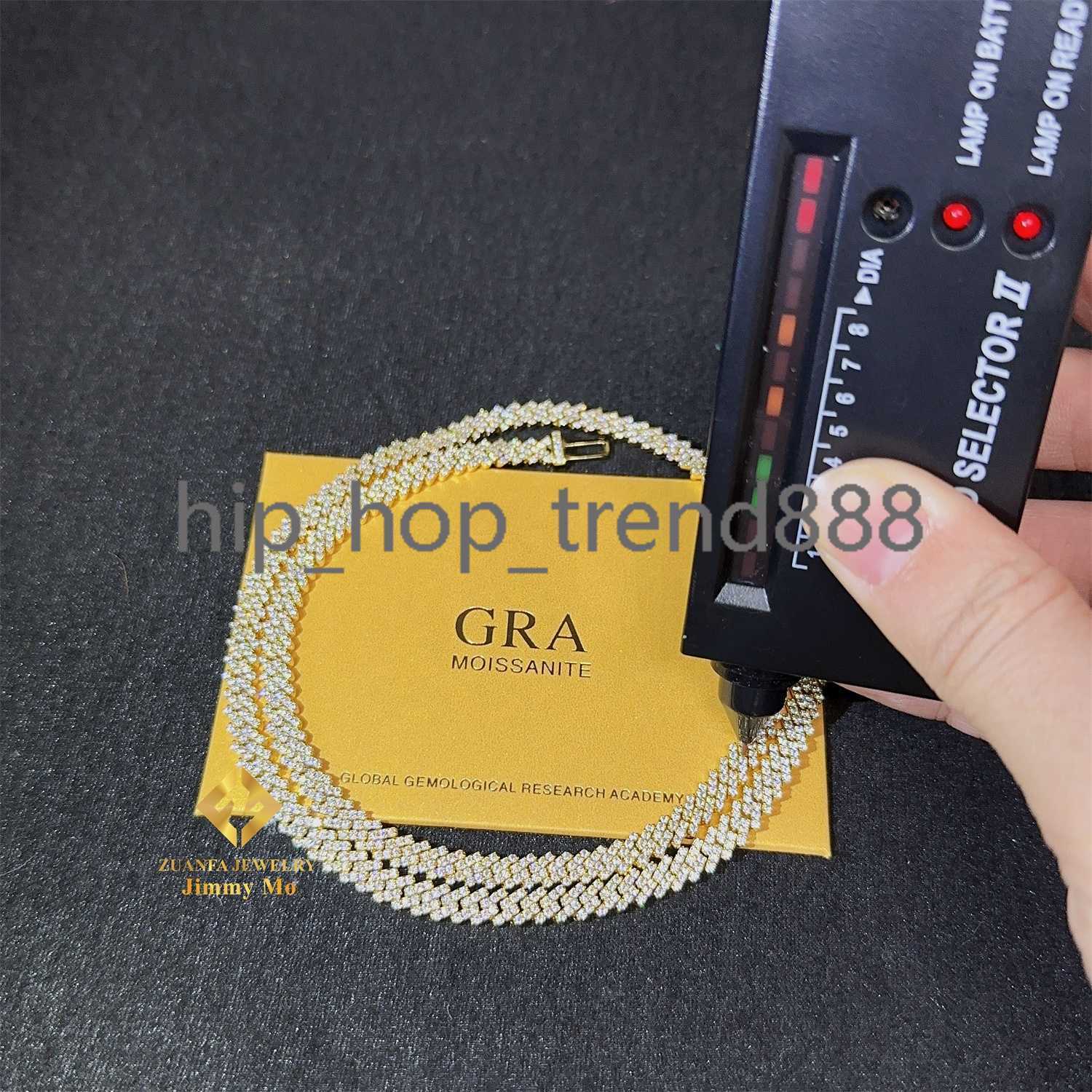 925 Silver Necklace Men's Cuban Chain Jewelry Moissanite Gra Certificate Passed Diamond Tester