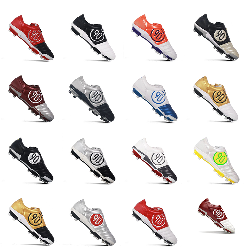 Mens High Tops Soccer Shoes 90 FG Cleats Firm Ground Trainers Red Blue Football Boots