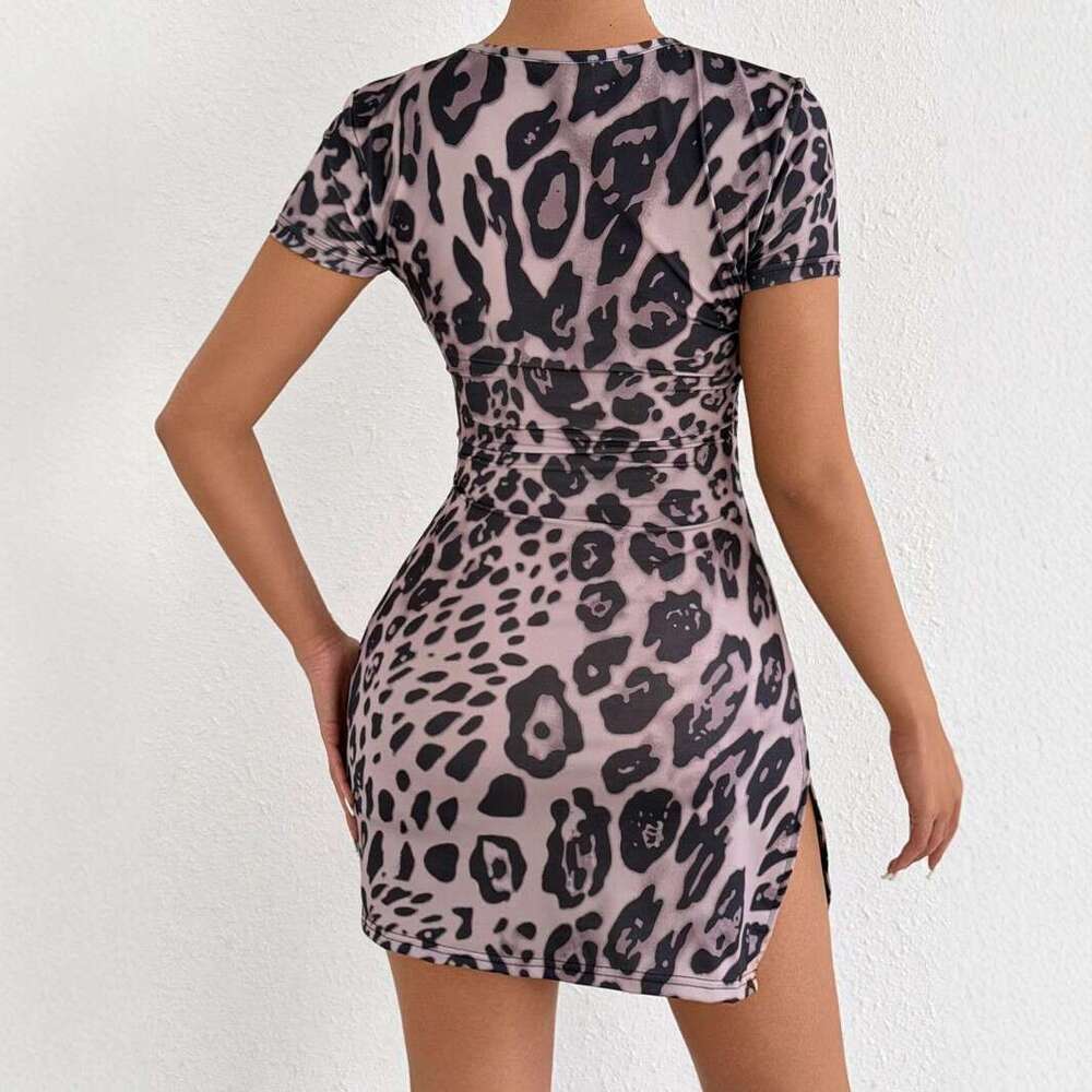 Maxi Dress New Leopard Print Dress Women Fashionable Sexy With Hip Hugging And Slim Fit For Women Floral Dress