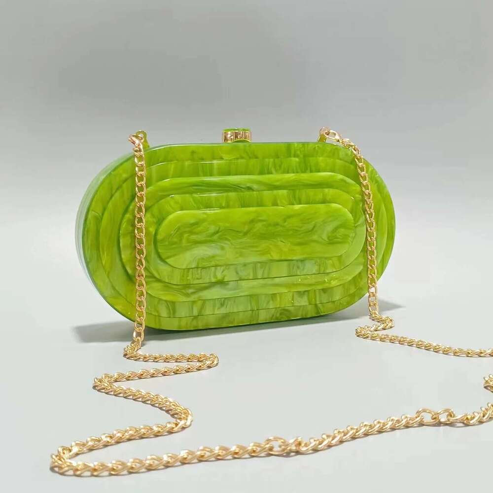Fashion Acrylic Egg Shape Clutch Bag Women Designer Evening Party Cute Box Purse New Pearl Green Handbag
