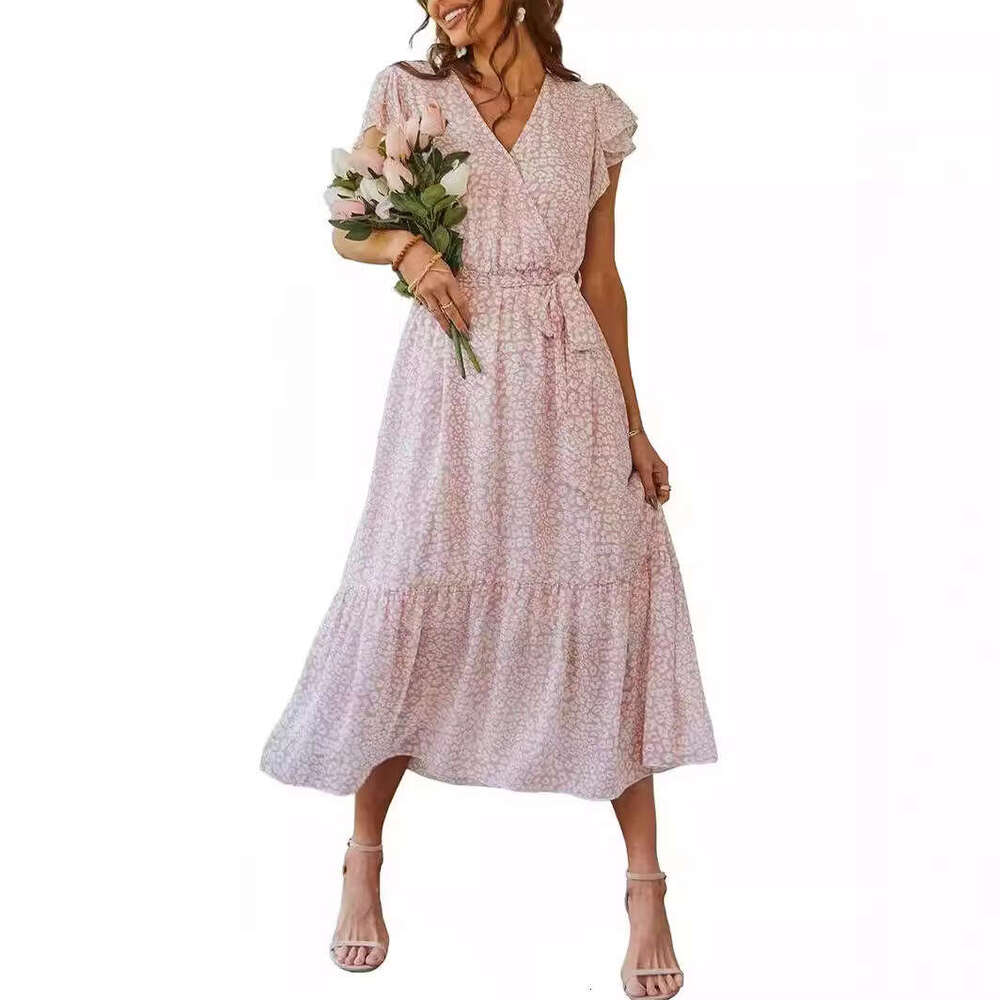 Maxi Dress New Women S Mid Length Summer Short Sleeved Printed Dress Floral Dress
