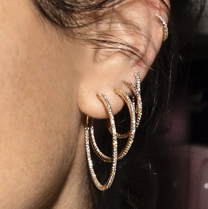 50mm Big Size Huggie Hoop Earrings with 3 Colors 5A Cubic Zirconia - Classic Fashion Women Jewelry High Quality250519