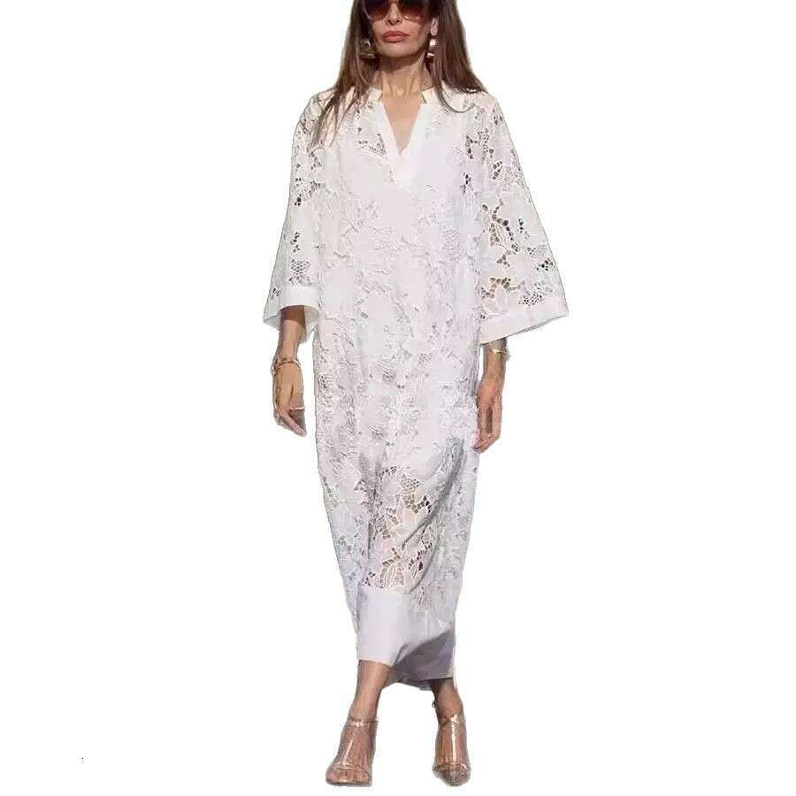 Maxi Dress New Casual Loose Lace V Neck Dress Two Piece Set Floral Dress