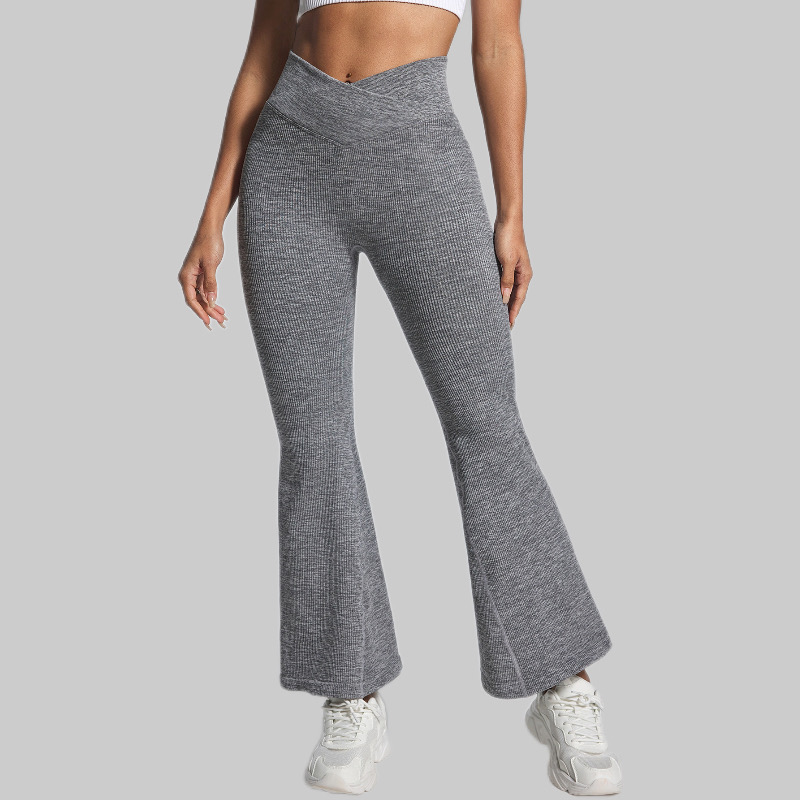 Cross Waist Sports Micro-horn Yoga Pants Seamless Thread Casual Fitness High Waist Hip Lift Sports Trousers