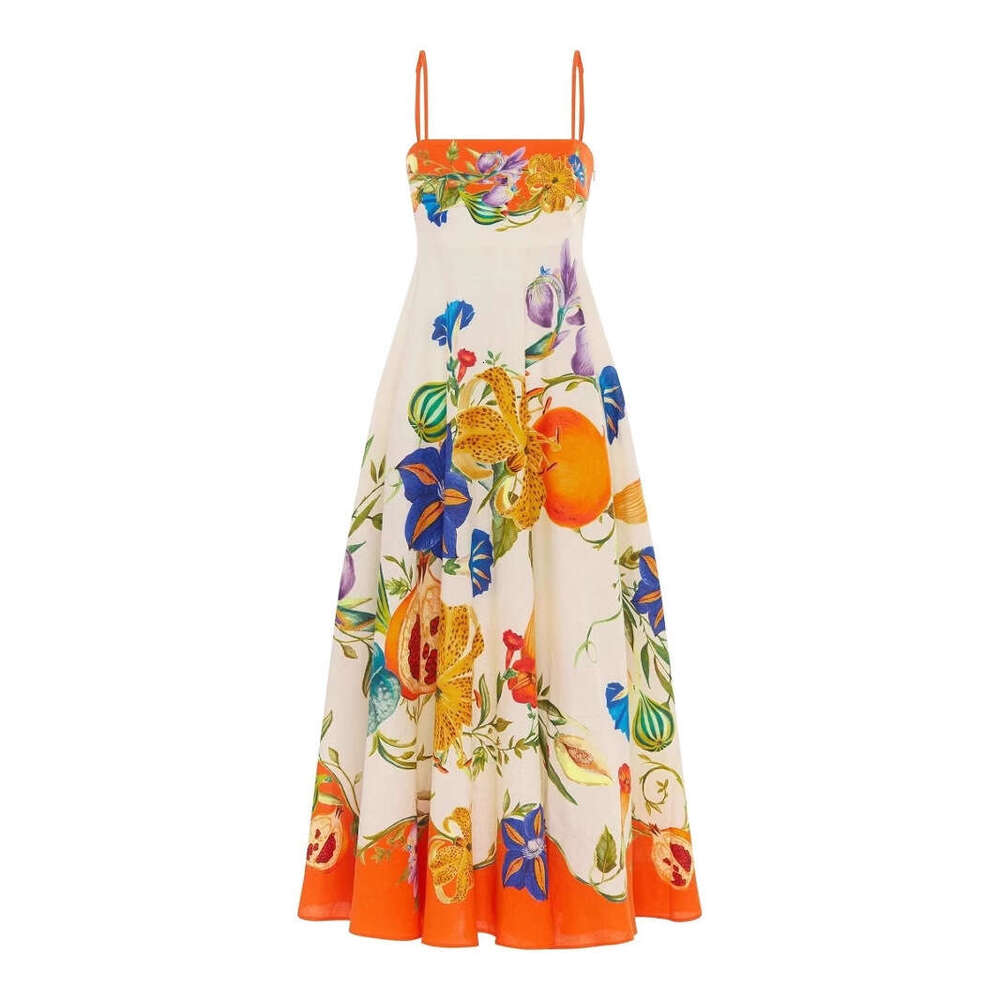 Maxi Dress Summer New Casual Long Skirt Beach Style Printed Large Pendant Dress For Women Floral Dress