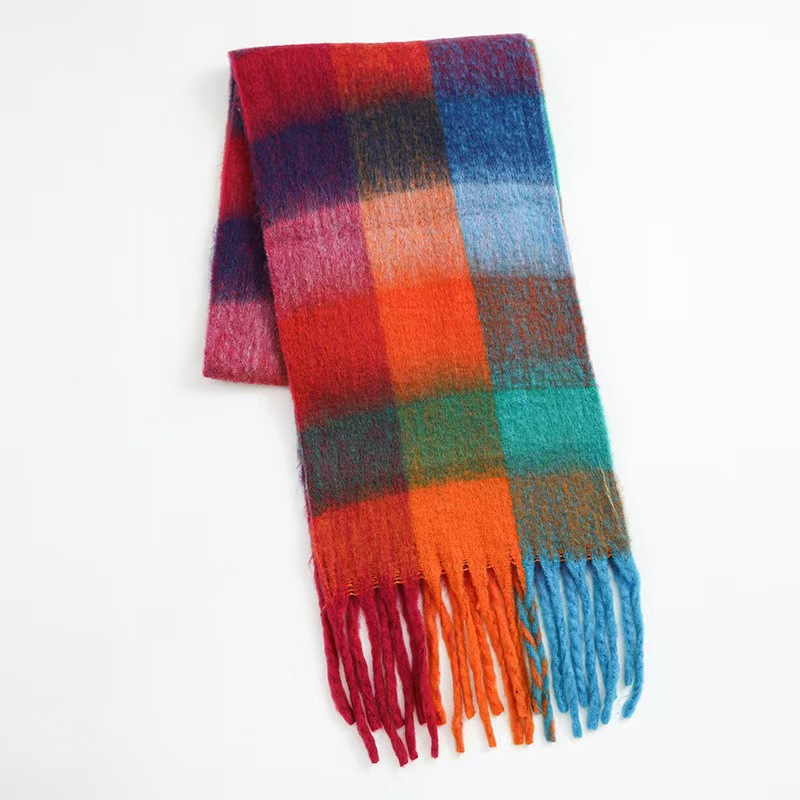 T804 cashmere scarf women's winter warm thick solid color men's scarf autumn and winter thick tassel wool scarf