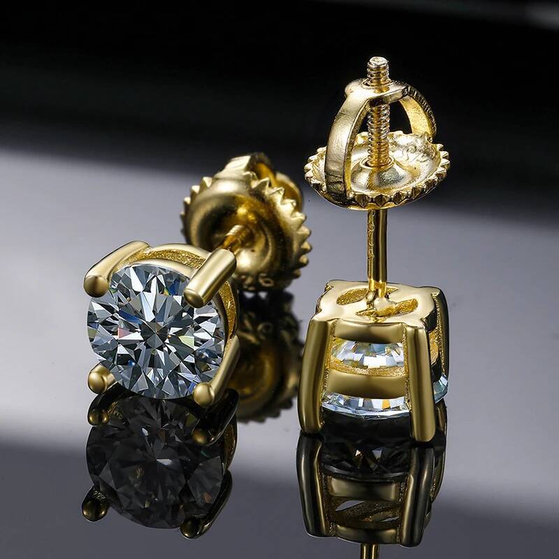 Top Quality 6mm 0.8CT Moissanite For Women 14K Gold Plated Sterling Sier Earrings