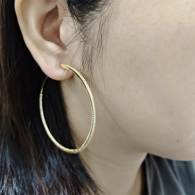 Senlissi -Diamond Hoop Earrings Real Money 925 Silver earrings original certified Fashion Earring Ring Gold Filled250603