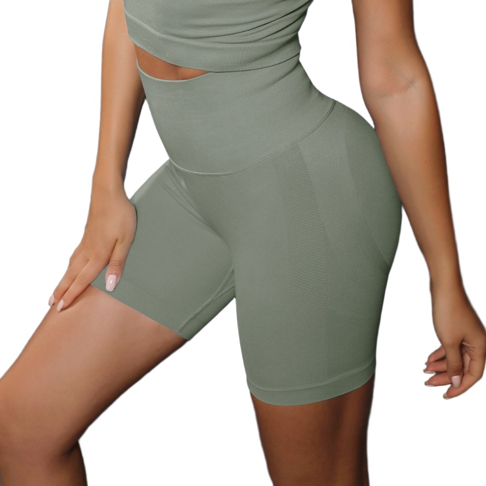 JJ-6600-2 Women's Gym Active Wear Seamless High Waist Scrunch Butt Tummy Control Running Sports Yoga Workout Shorts