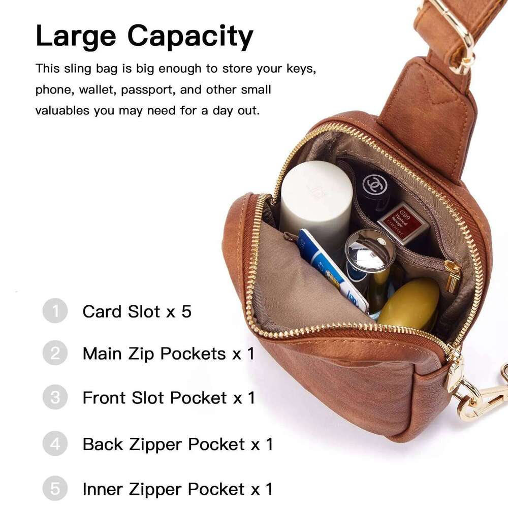 Women's Bags Designer Europe And The United States Portable Large Capacity Chest Single Bag Shoulder Strap Multi-Bag Mouth Function Zippe