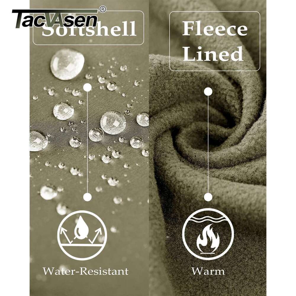 TACVASEN Winter Soft shell Water Resistant Fleece Lined Jackets Mens Outdoor Hiking Waterproof Jacket Coat Clothing Windbreaker