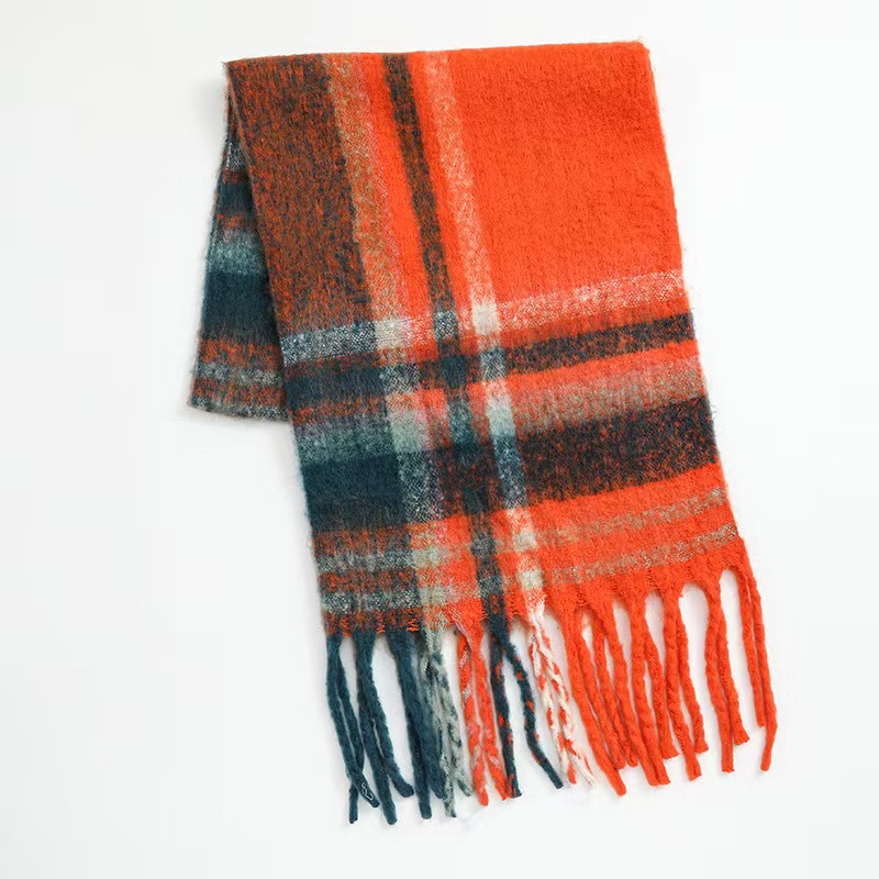 T804 cashmere scarf women's winter warm thick solid color men's scarf autumn and winter thick tassel wool scarf