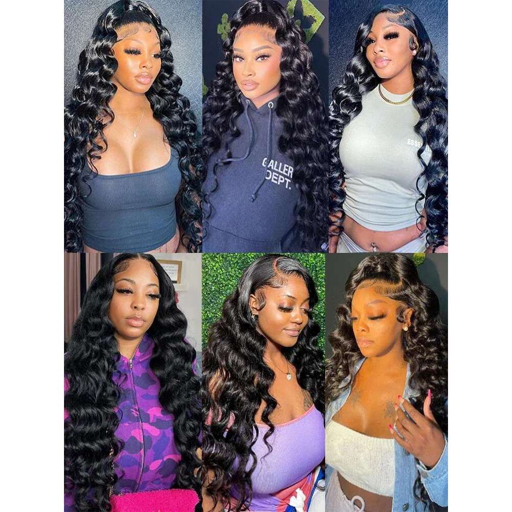 30 Inch 13x6 HD Lace Frontal Waves Wig Brazilian Loose Deep Wave Curly Wigs Human Hair For Women
