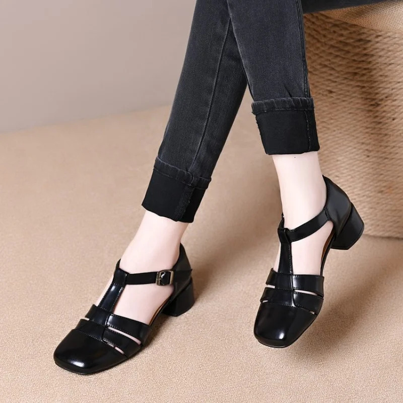 Ladies Minimalist TStrap Heels Premium Synthetic Material Daily Wear Closed Toe Sandals 250526