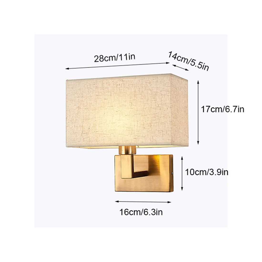 Minimalist Black or Bronze Wall Sconces with Rectangle White Yellow Fabric Shade for Bedroom Hallway USB Wall Lights with SwitchXJ250526