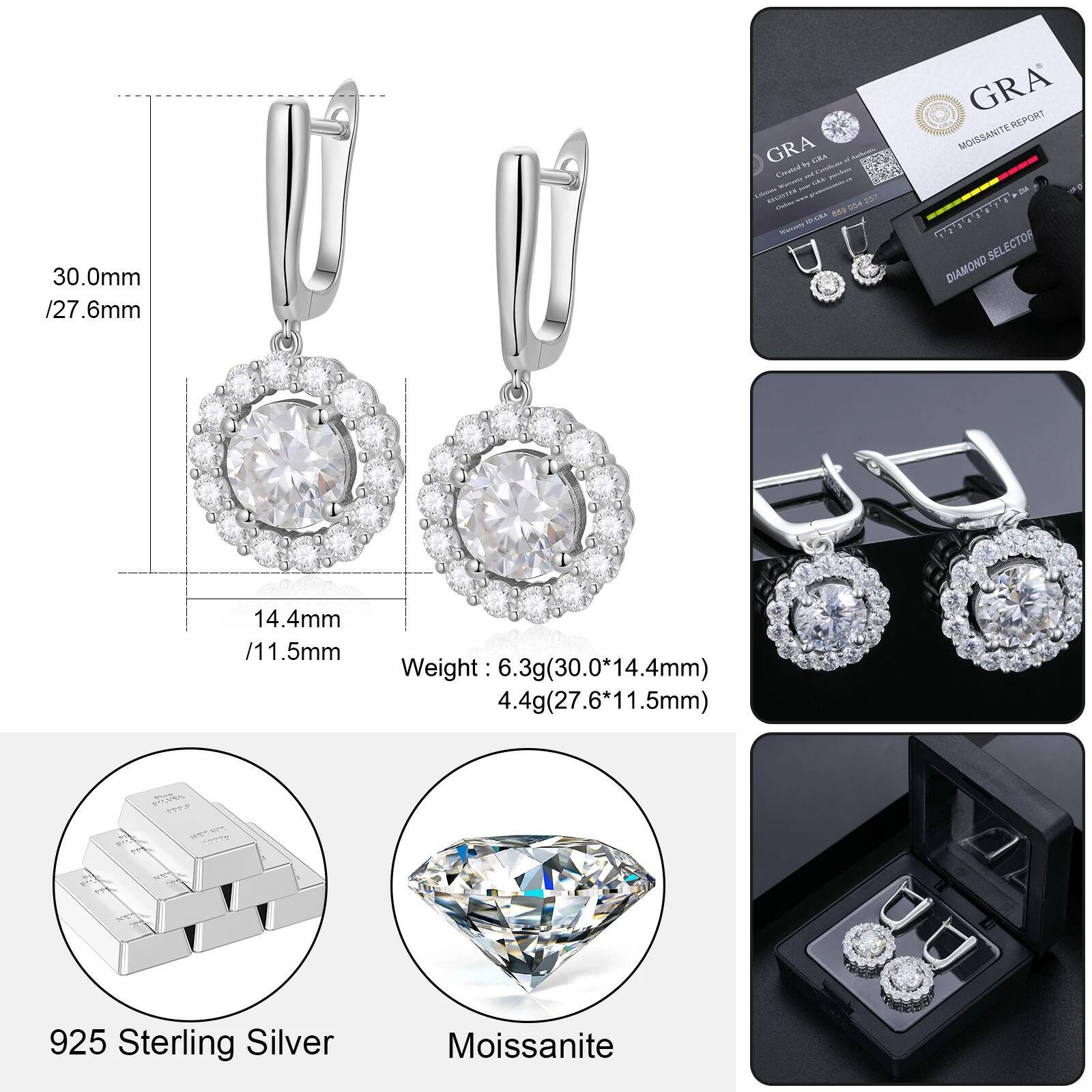 D Color Moissanite Hie Hoop Earring for Women 100% Sterling Sliver Earrings Dainty Wedding Engagement Fine Jewelry Gifts