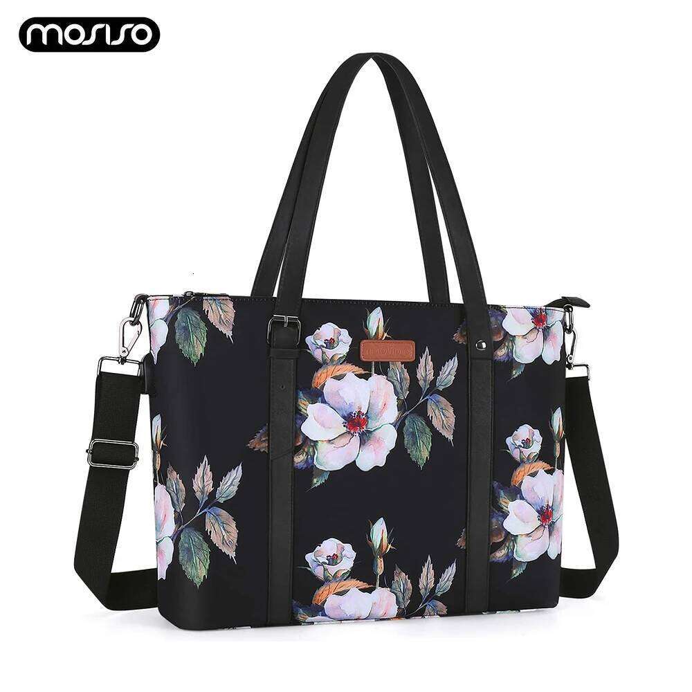 Women's Bags Designer MOSISO USB Port Tote (13-13.3 Inch) With Adjustable Top Handle, Hibiscus Polyester Work Travel Laptop Bag For Women