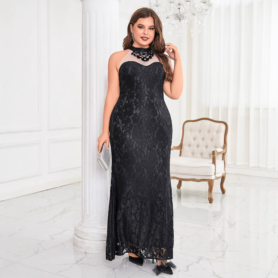 Womens summer clothing new Korean version fashionable temperament elegant slimming cheongsam style fish tail lace dress