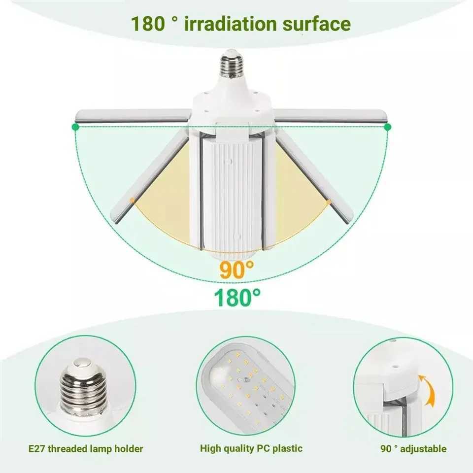 24W 36W 48W LED Grow Light E27 Foldable Phyto Lamp Full Spectrum SMD2835 Bulb for Indoor Plants Bloom Flowering Grow Lamp GardenXJ250526